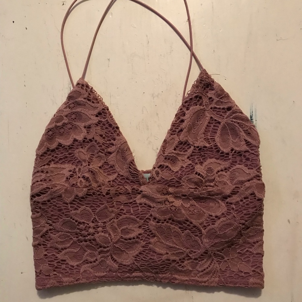 Super Cute Mauve Colored Lace Crop Top